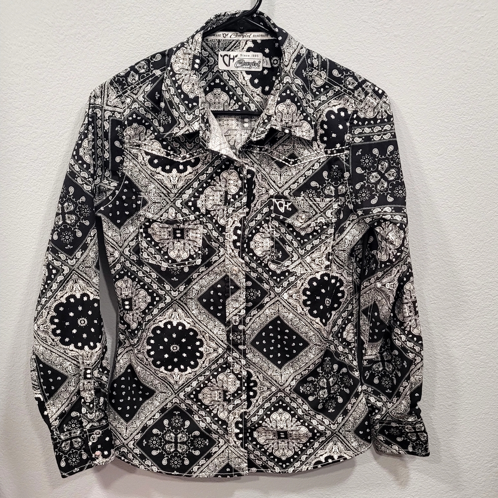 Cowgirl Hardware Bandana Print Cotton Blend Western Rodeo Shirt Womens S